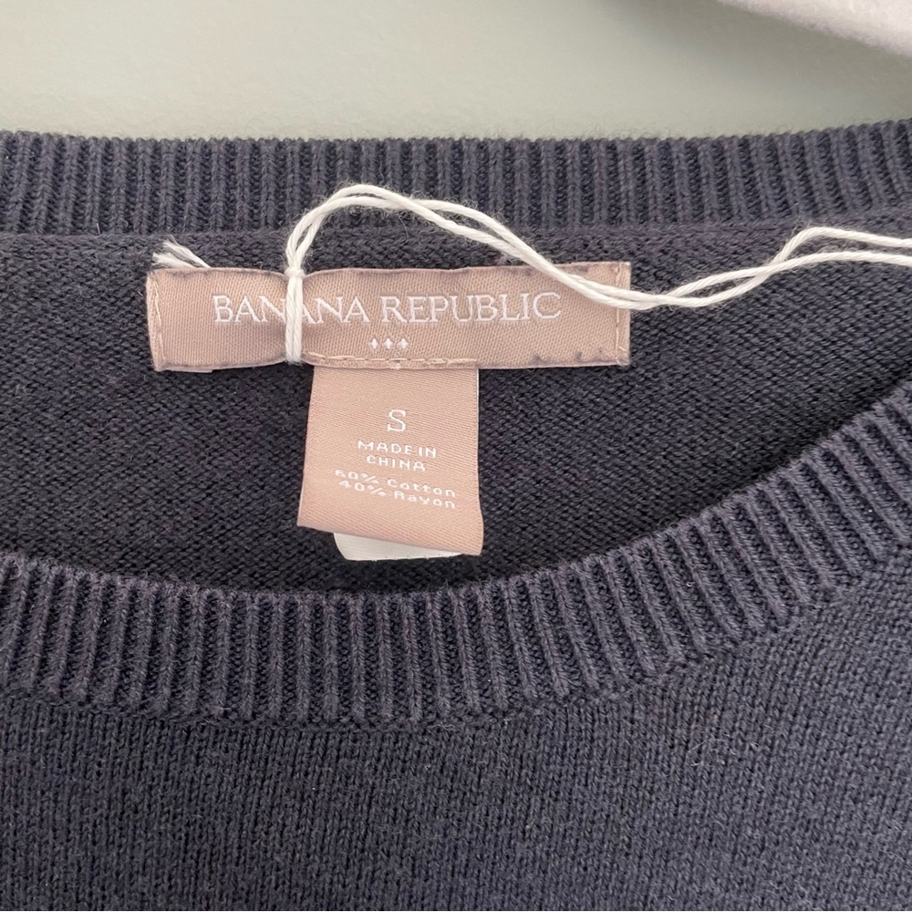 Banana Republic Anchor Navy Blue White Lightweight 3/4 Sleeve Knit Sweater - Picture 8 of 11
